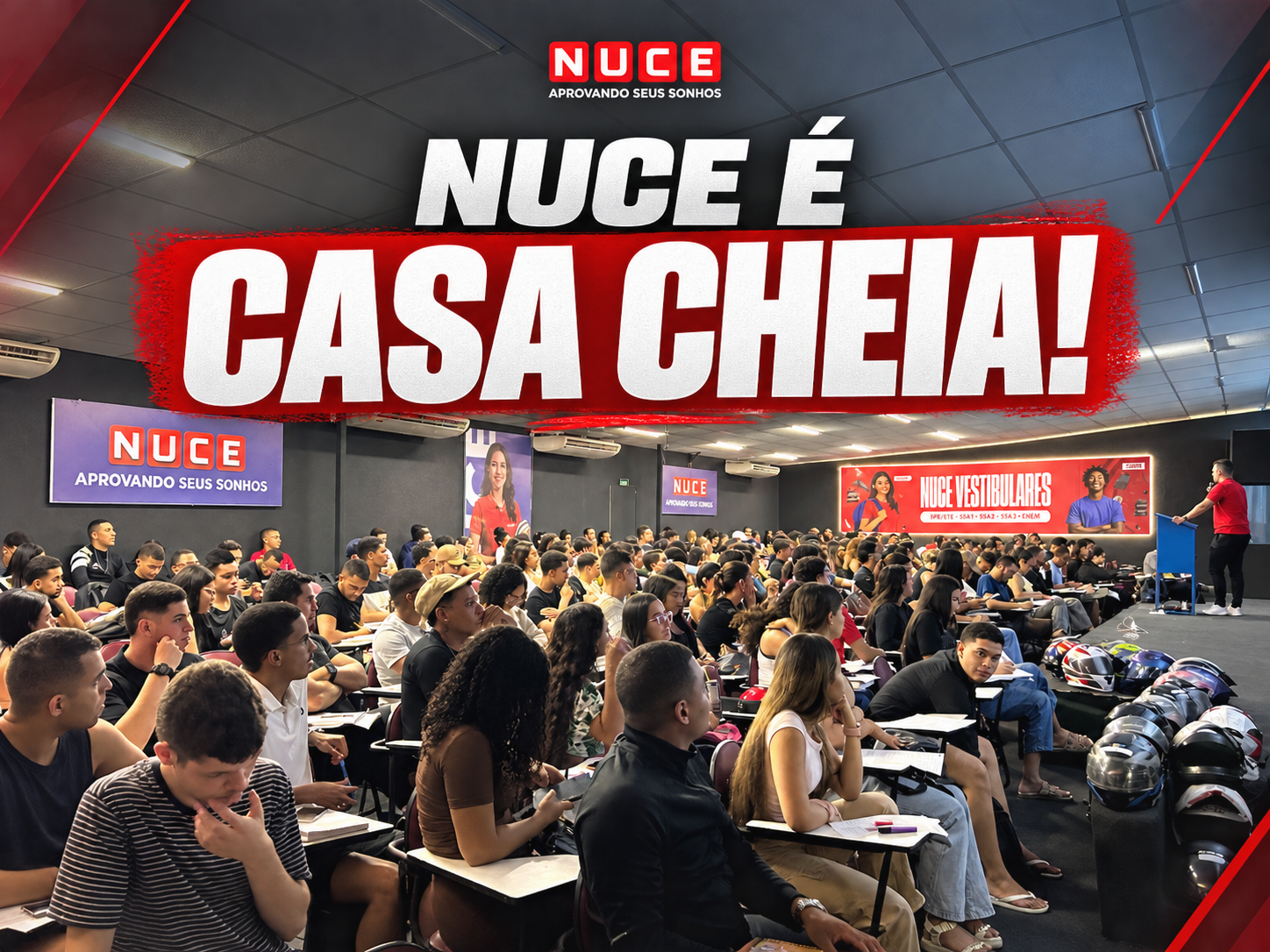 Aulas gratuitas para PMPE lotam o auditório do NUCE em setembro de 2026.