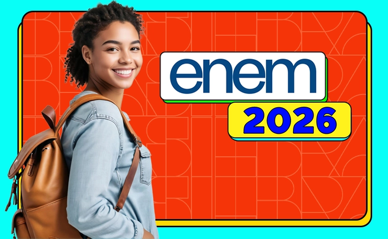 Estudante revisa conteúdos em preparação para o Enem 2026.